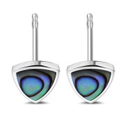 Large Abalone Shell Triangle Stud Silver Earrings, e325